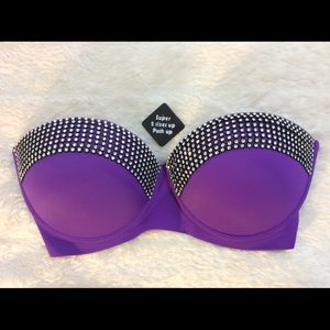 New Sexy Purple Bling Super 2 Sizes Up Push Up Bra